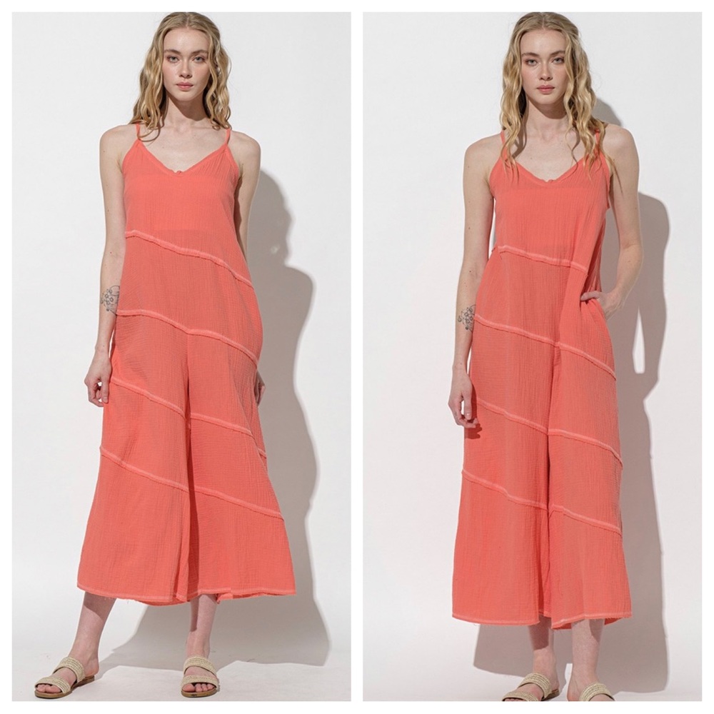 43 Fabulous Spaghetti Straps Contrast Stitch Jumpsuit